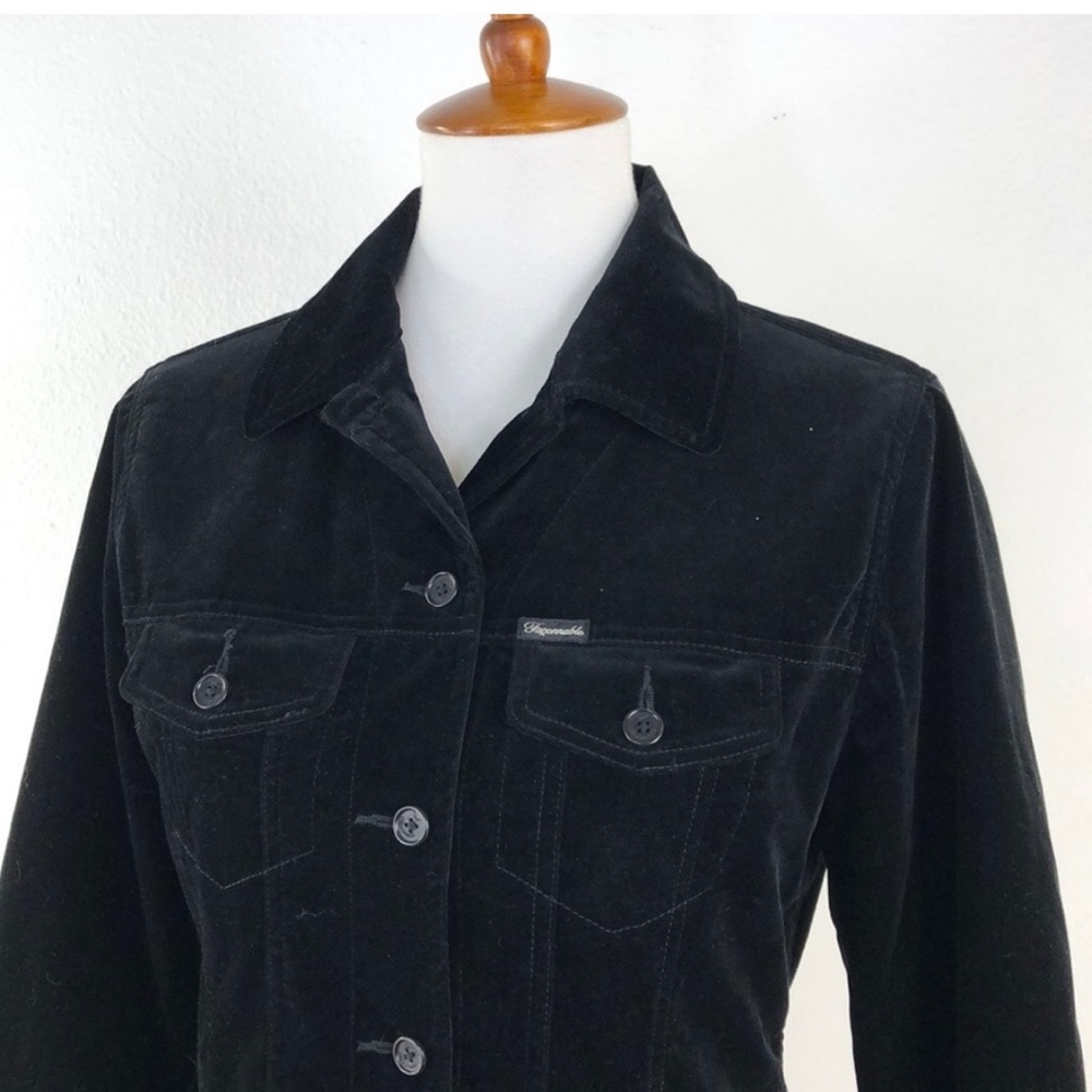 Faconnable Black Velvet Button Front Jacket Small